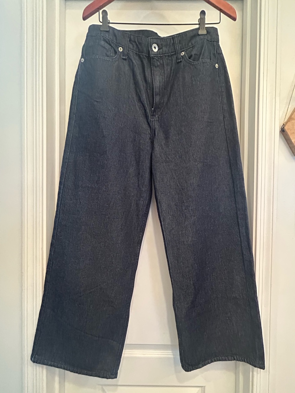 NWT rag & bone Wide-Leg High-Rise Crop Jeans in Dark Indigo - Picture 3 of 9